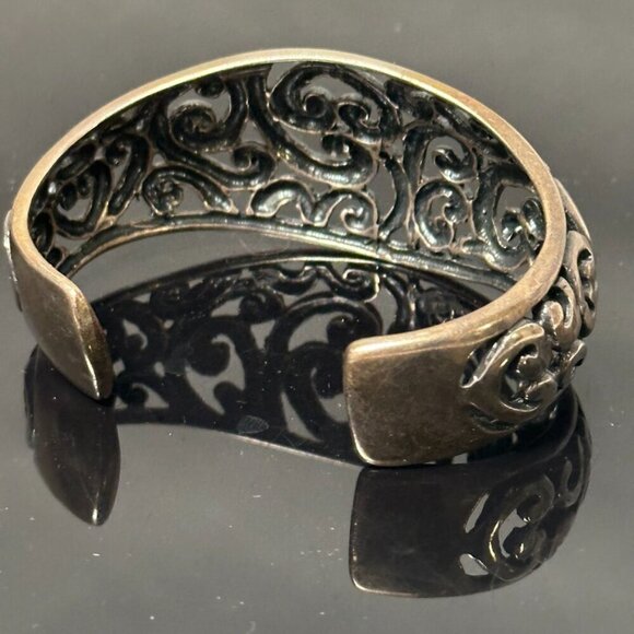 Filigree Sterling Silver 925 Vintage Cuff Bracelet Wide Tested Victorian Gift - Picture 6 of 8
